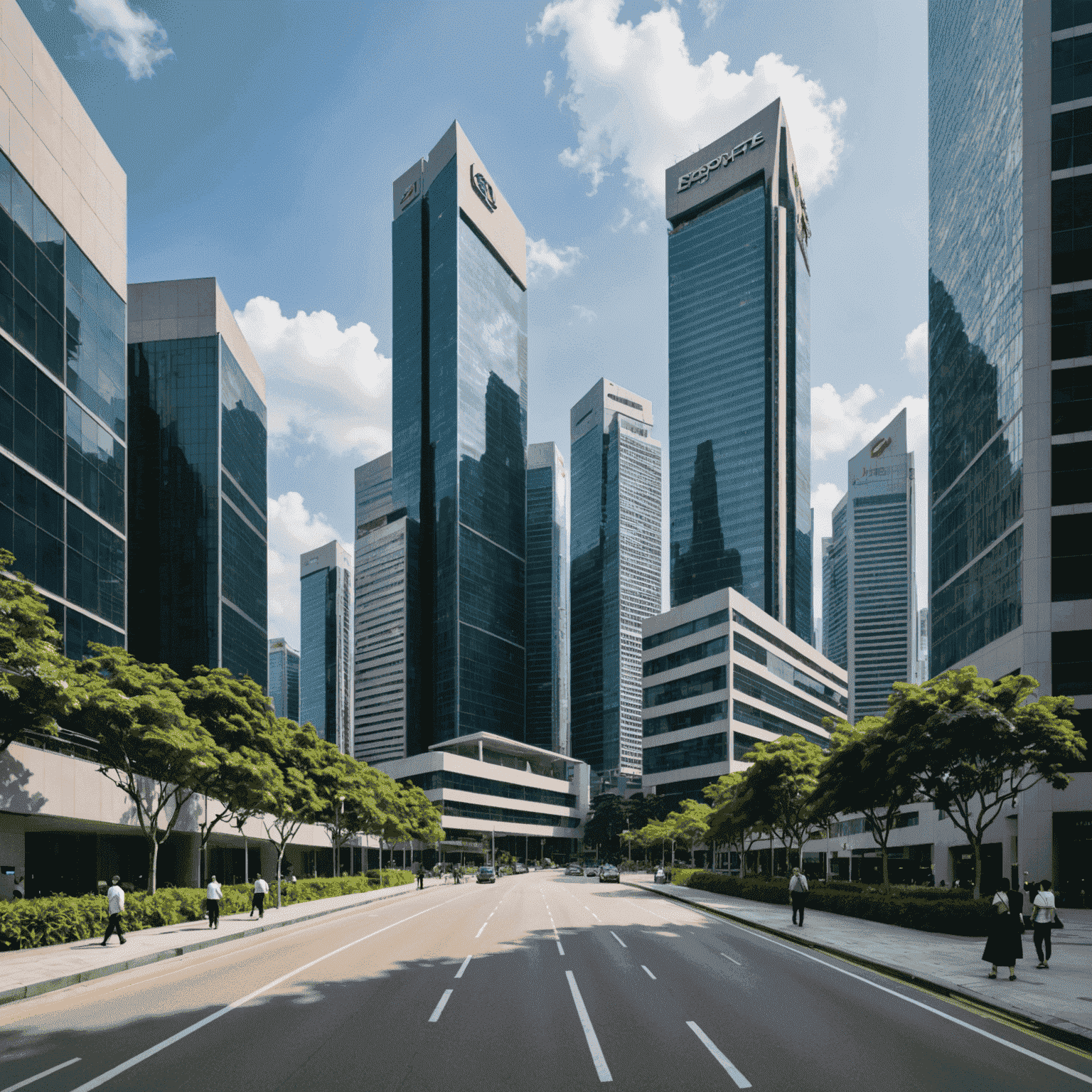 A modern business district in Singapore showcasing collaboration between public and private sectors