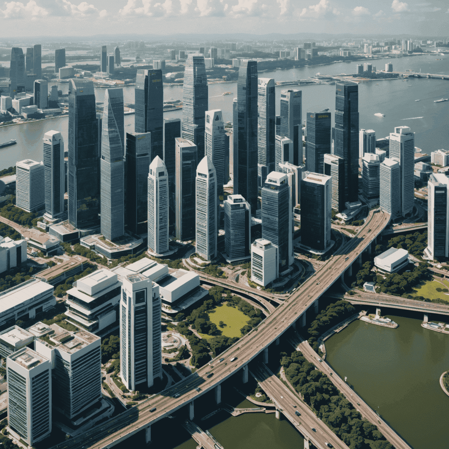 Singapore skyline showcasing modern infrastructure, efficient public transportation, and innovative urban planning